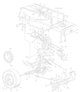 Drive/Frame, Lower/Pedal Assembly/Wheels, Rear Diagram and Parts List for 136L660F000 1996 Yard Machines Lawn Tractor